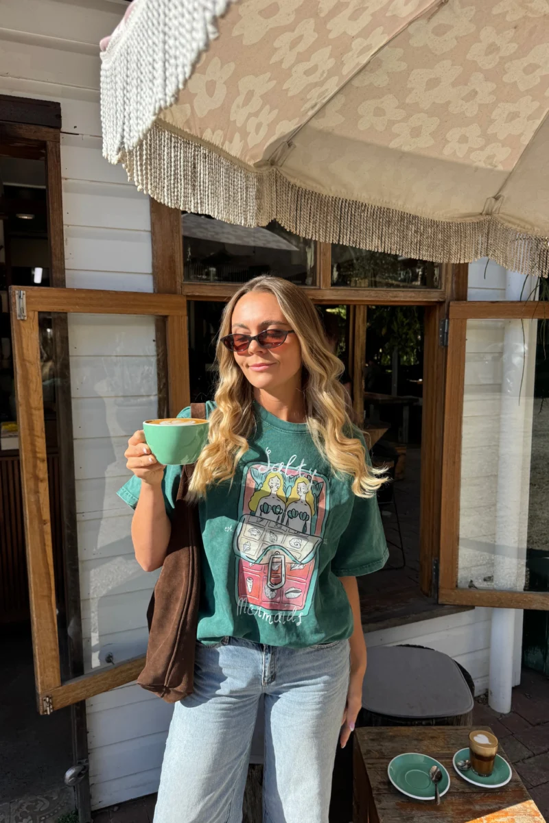 salty mermaids acid wash tee