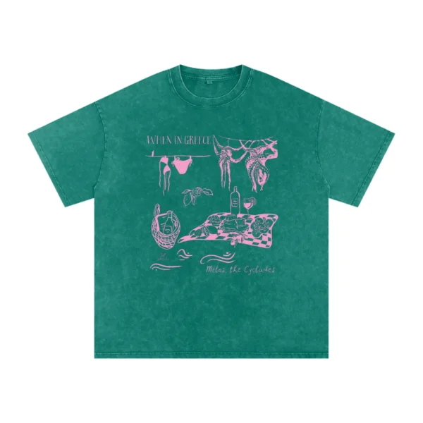 when in greece acid wash tee