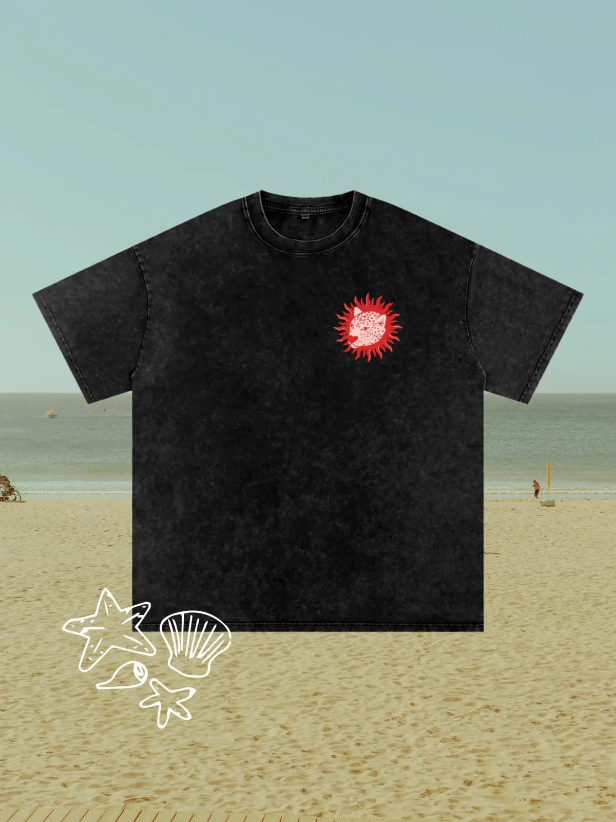tropical leopard acid wash tee - obrazek 9