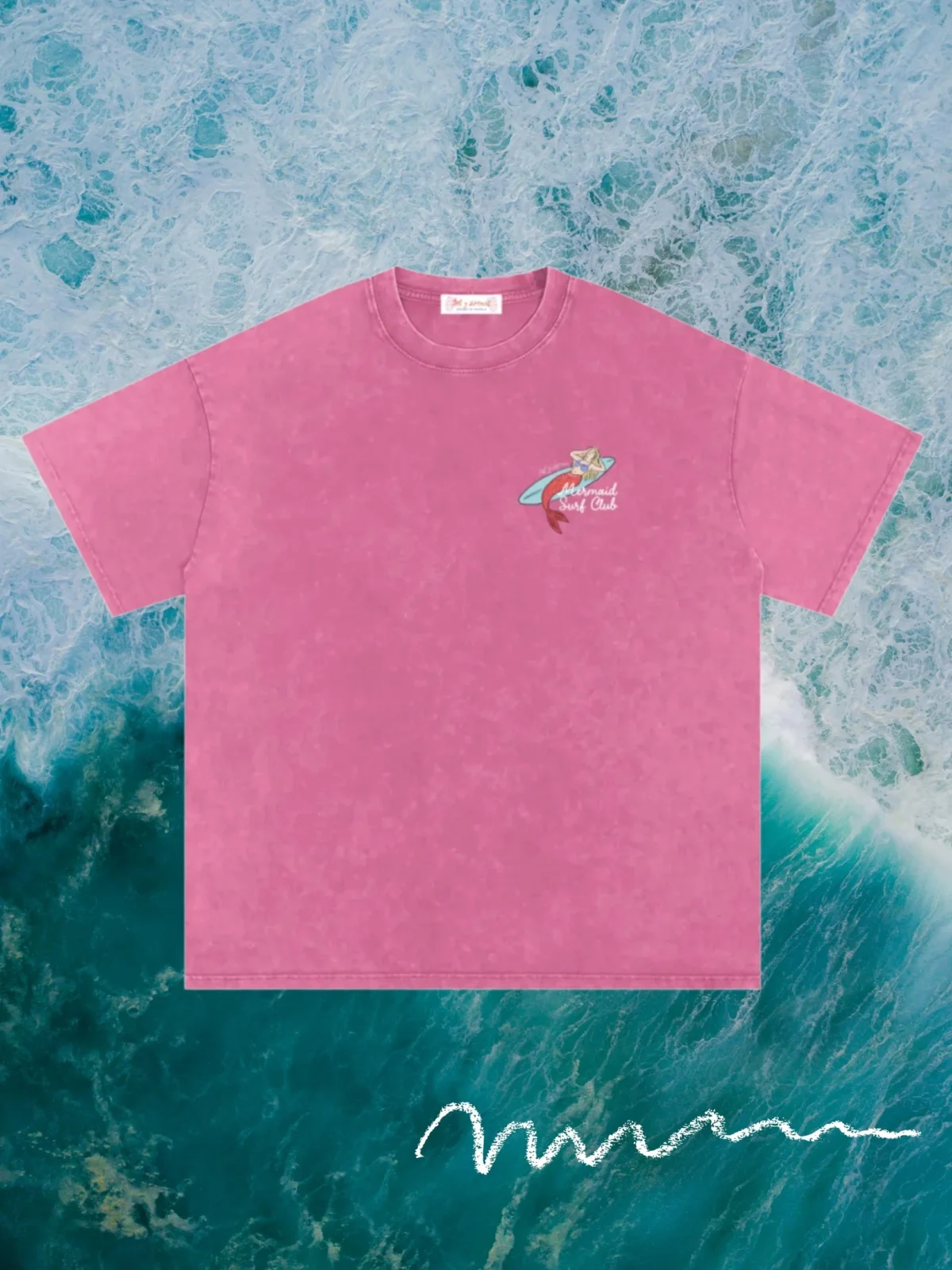 mermaid surf club acid wash tee - obrazek 2