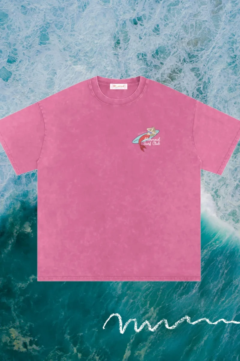 mermaid surf club acid wash tee