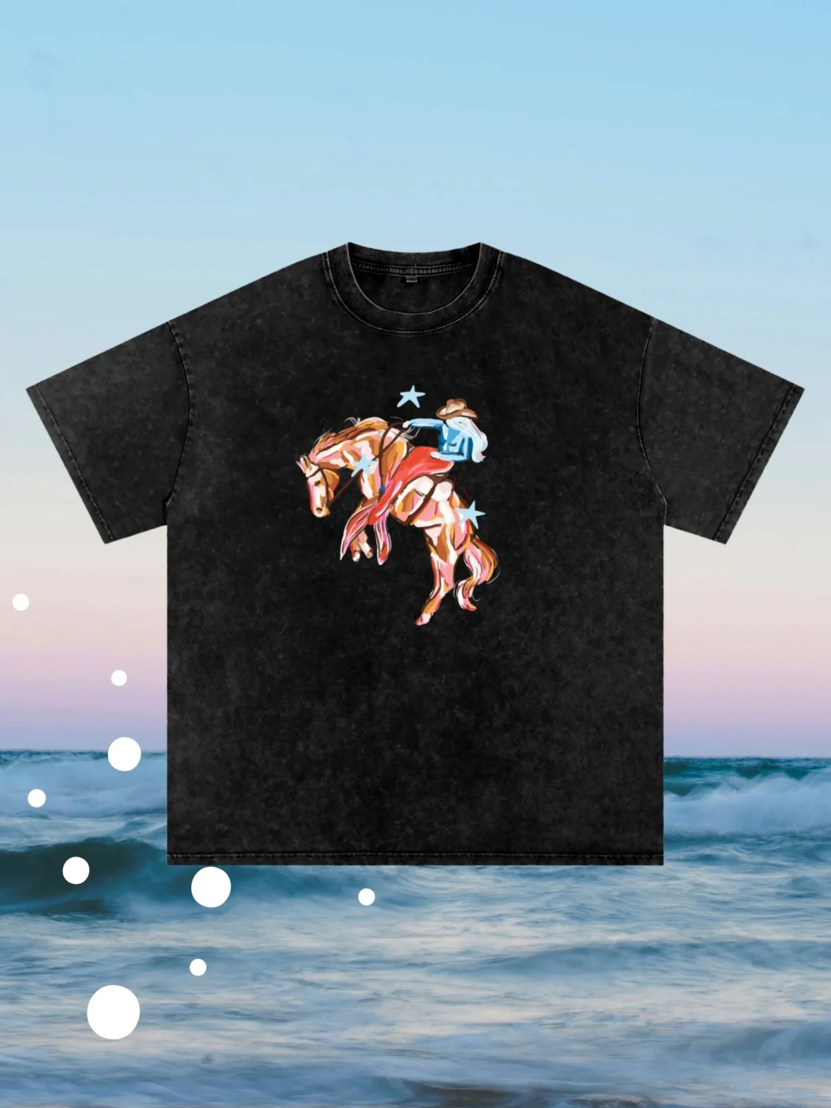 mermaid rodeo acid wash tee