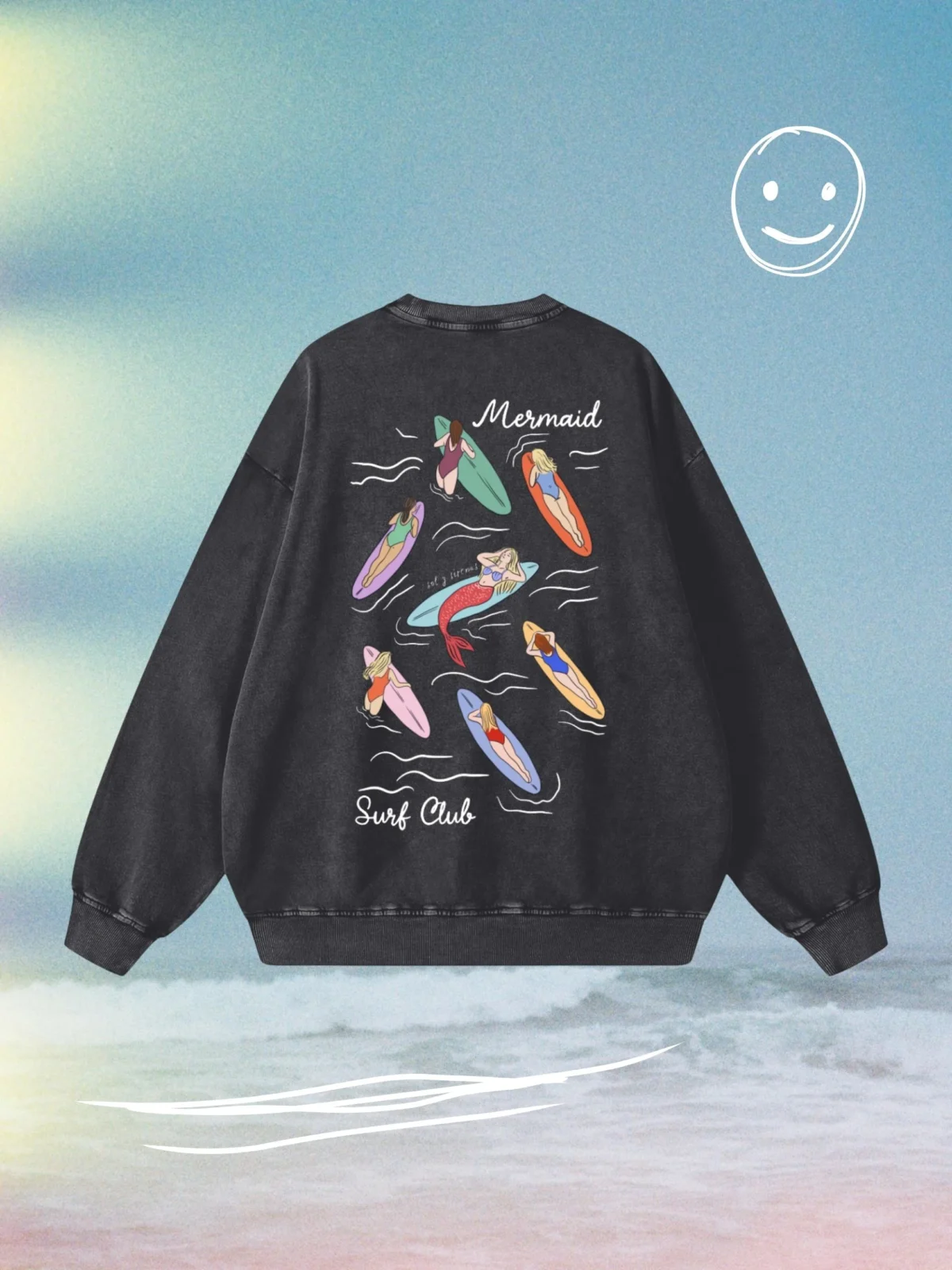 mermaid surf club acid wash bluza - obrazek 6