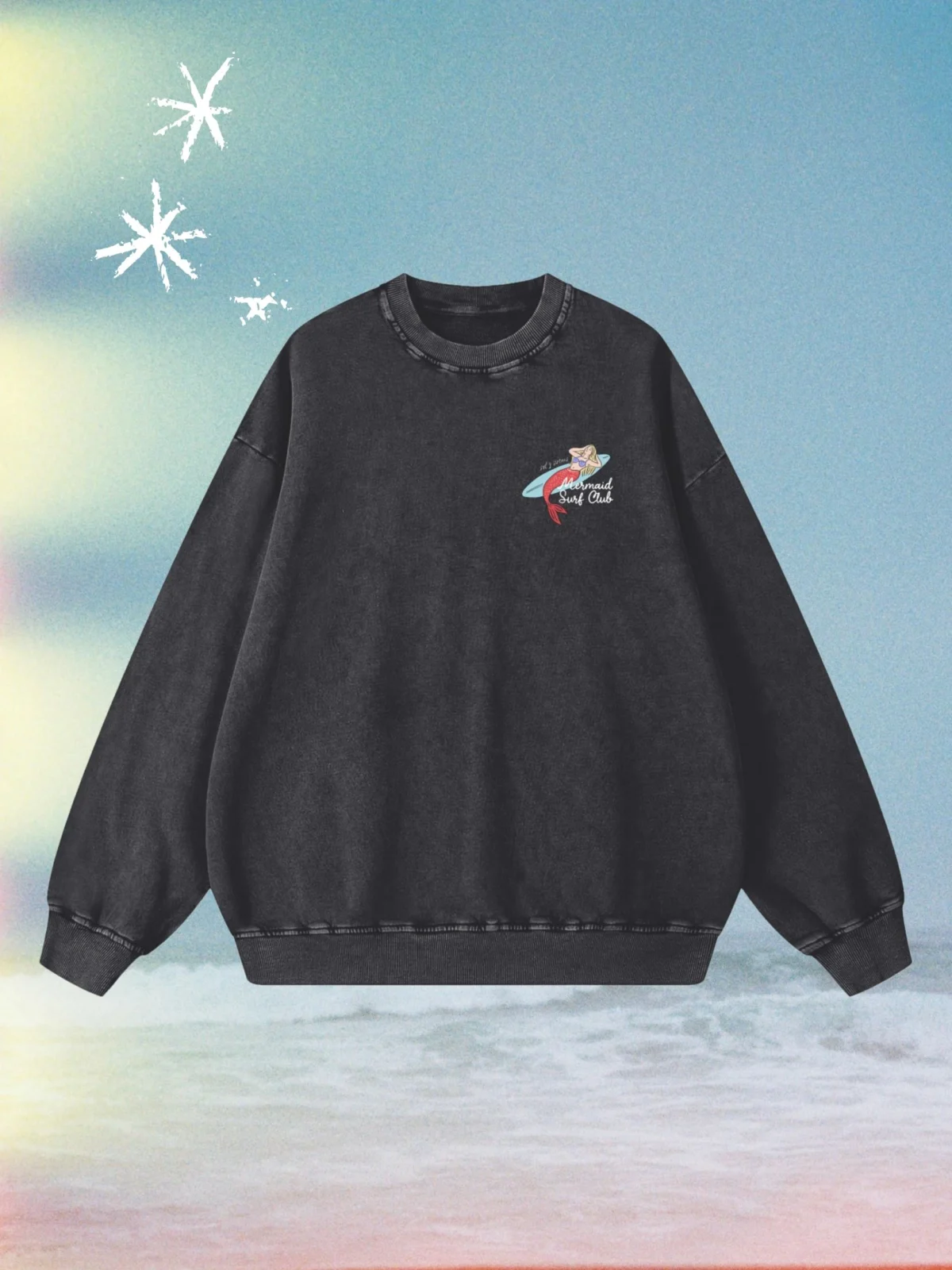 mermaid surf club acid wash bluza - obrazek 5