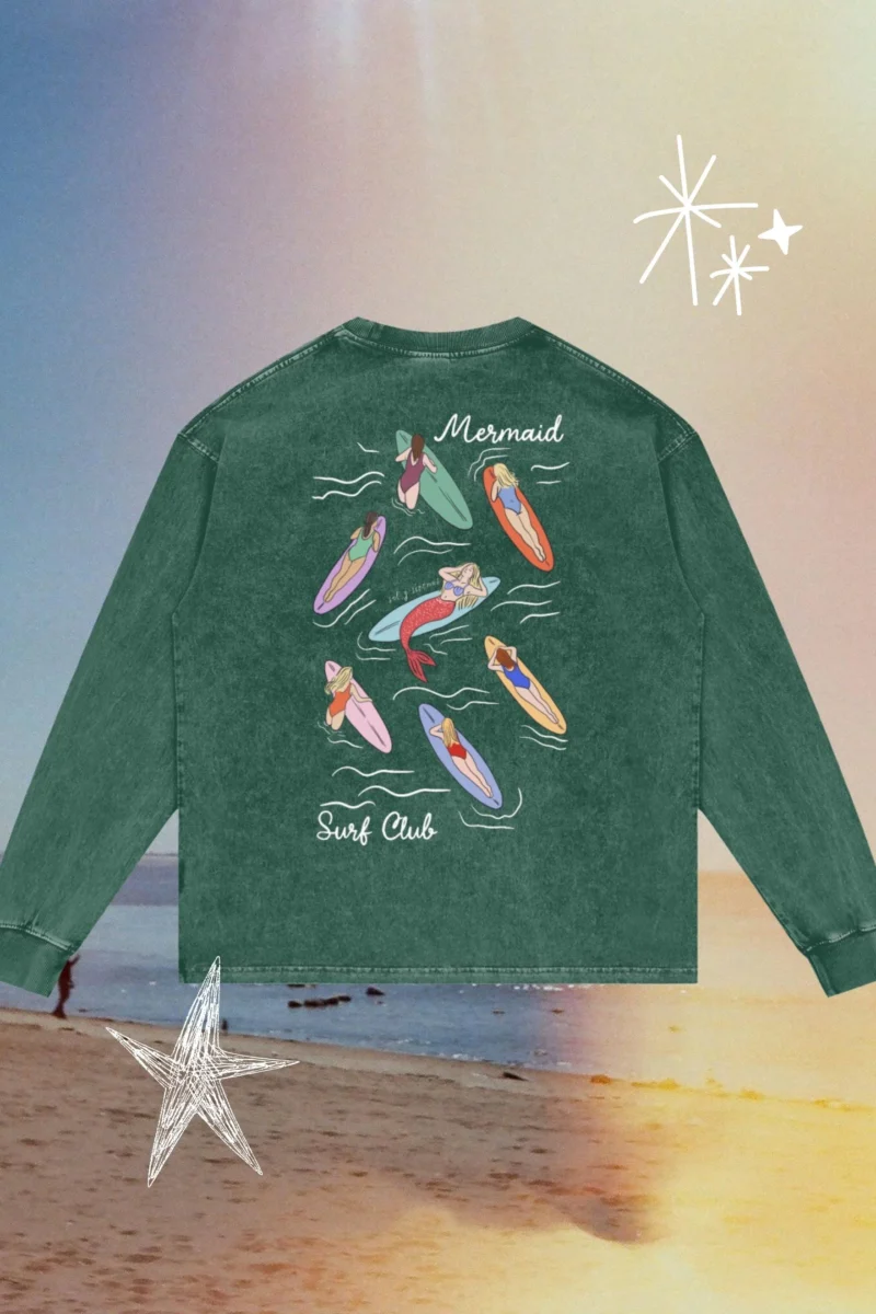 mermaid surf club acid wash longsleeve