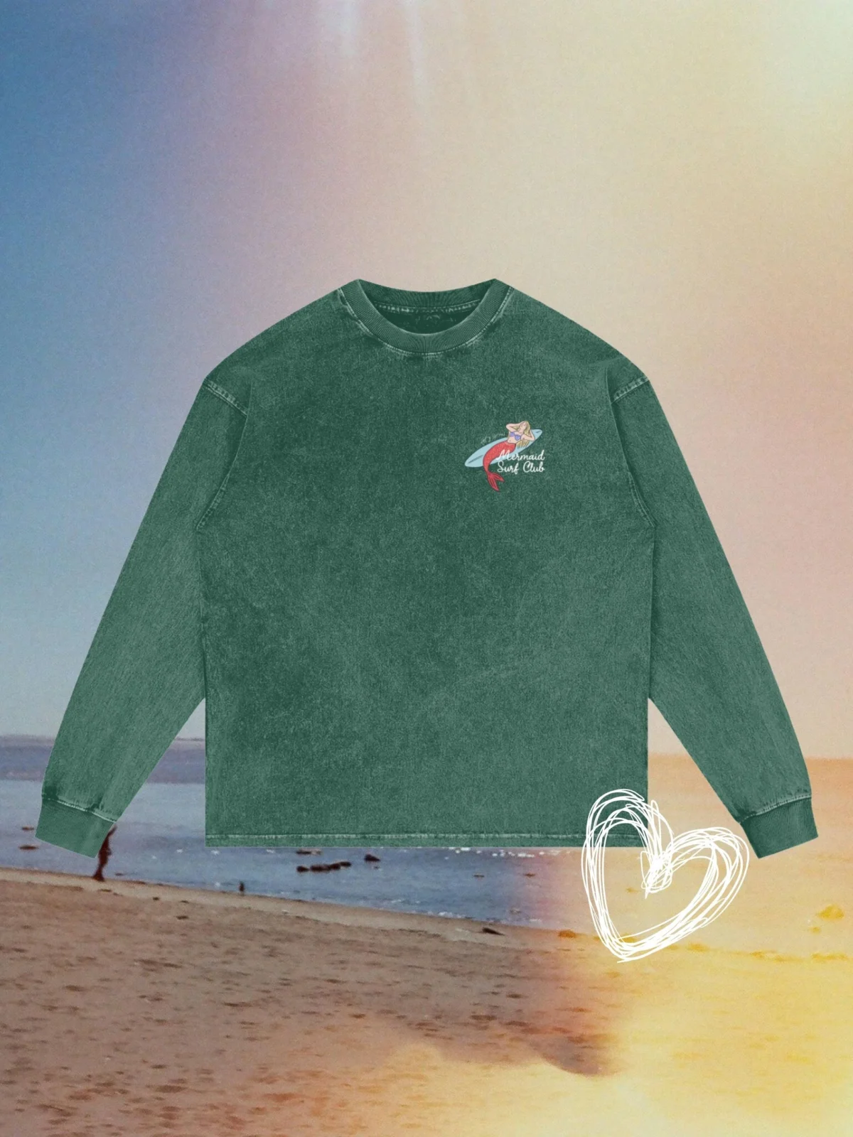 mermaid surf club acid wash longsleeve - obrazek 2