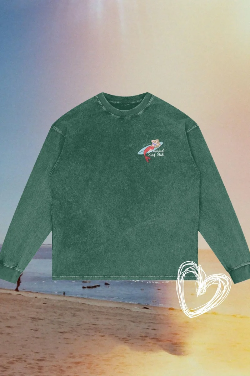 mermaid surf club acid wash longsleeve