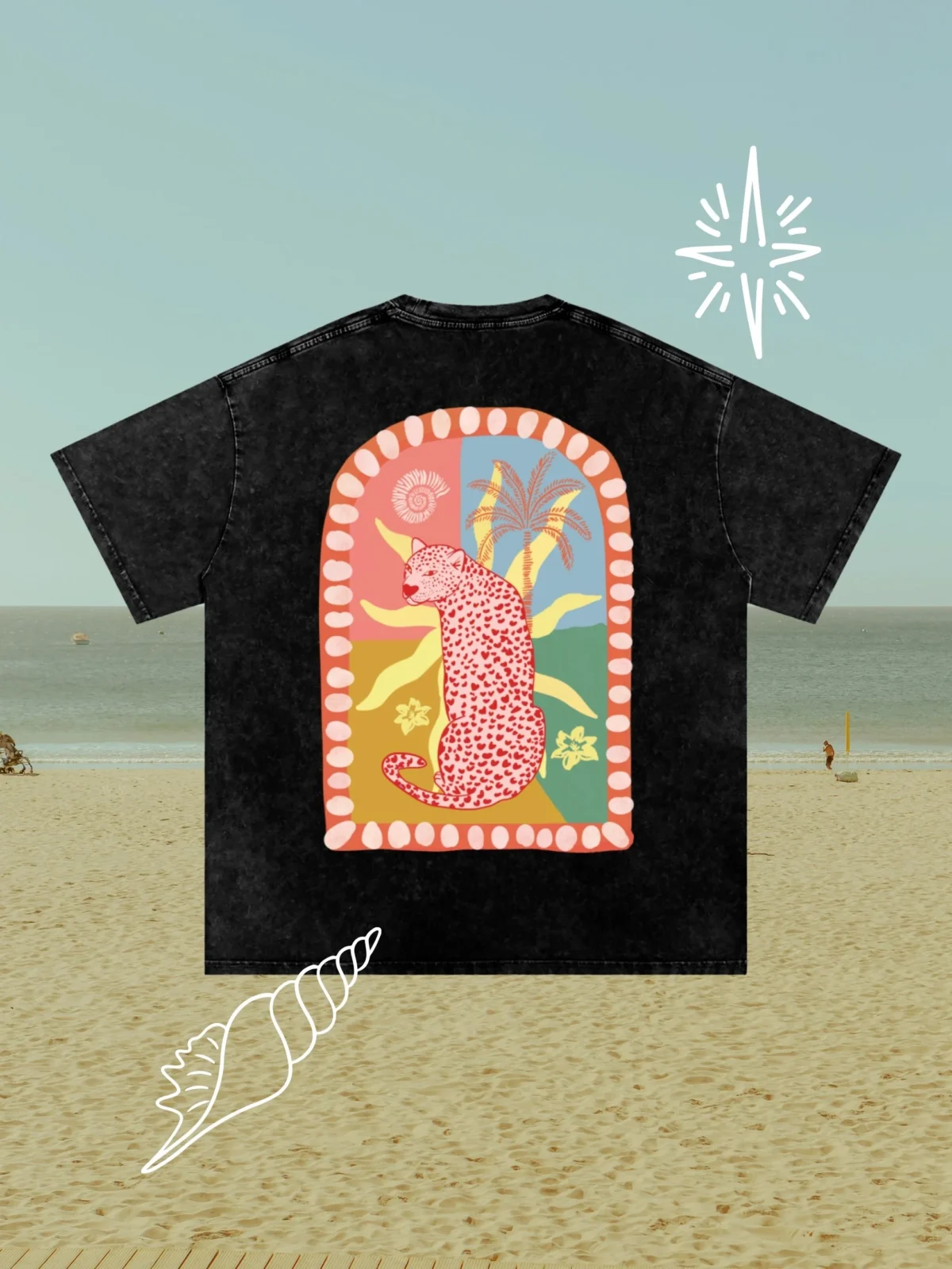 tropical leopard acid wash tee - obrazek 8