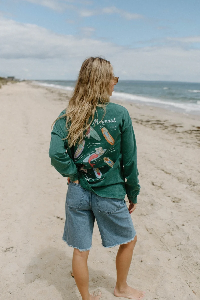 mermaid surf club acid wash longsleeve
