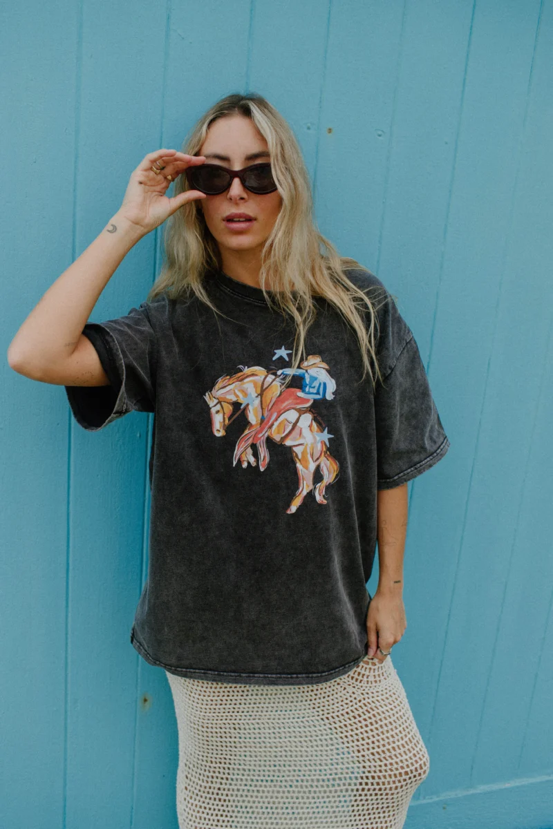 mermaid rodeo acid wash tee