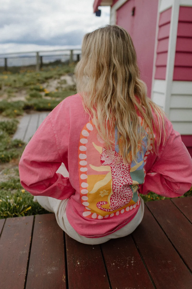 tropical leopard snow wash longsleeve