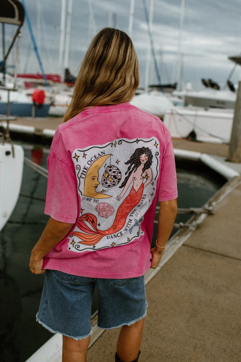 disco sirena acid wash tee pink