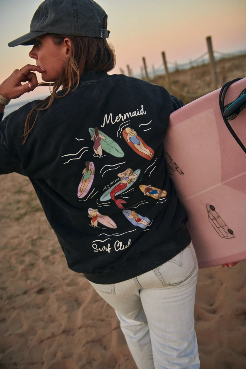 mermaid surf club acid wash bluza