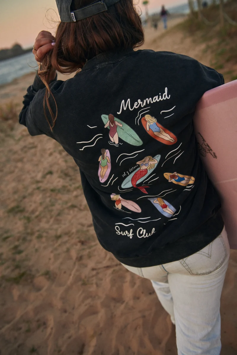 mermaid surf club acid wash bluza