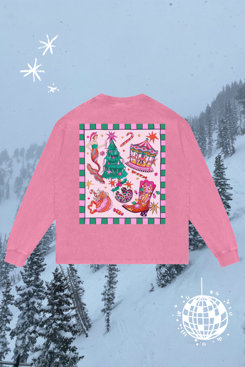 tis the season acid wash longsleeve