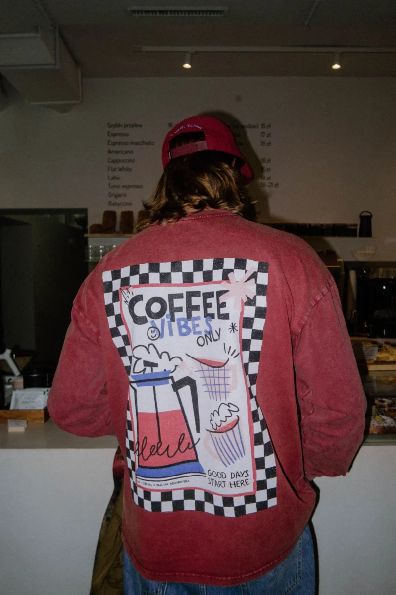 coffee vibes only acid wash longsleeve cherry