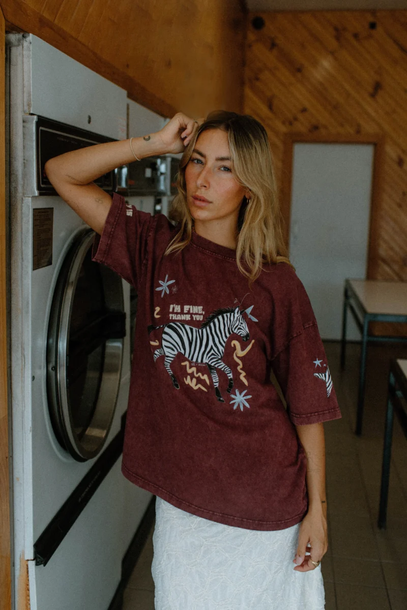 I'm fine, thank you acid wash tee