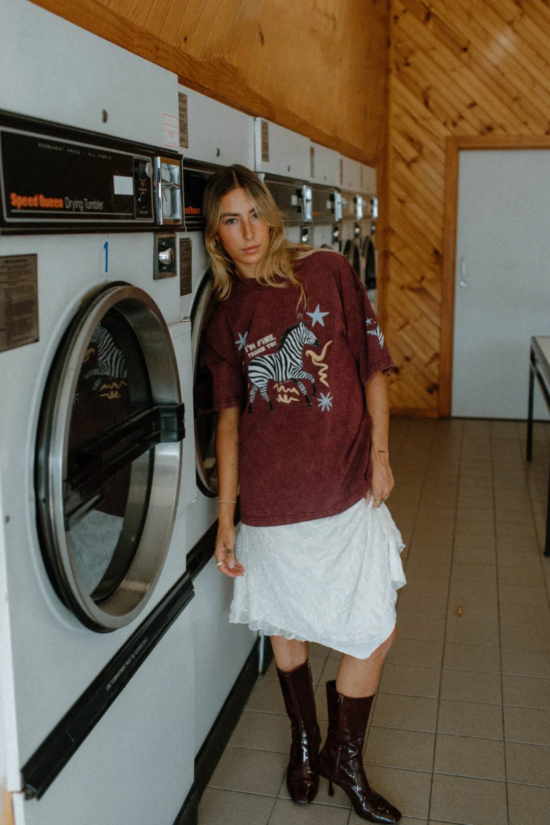 I'm fine, thank you acid wash tee