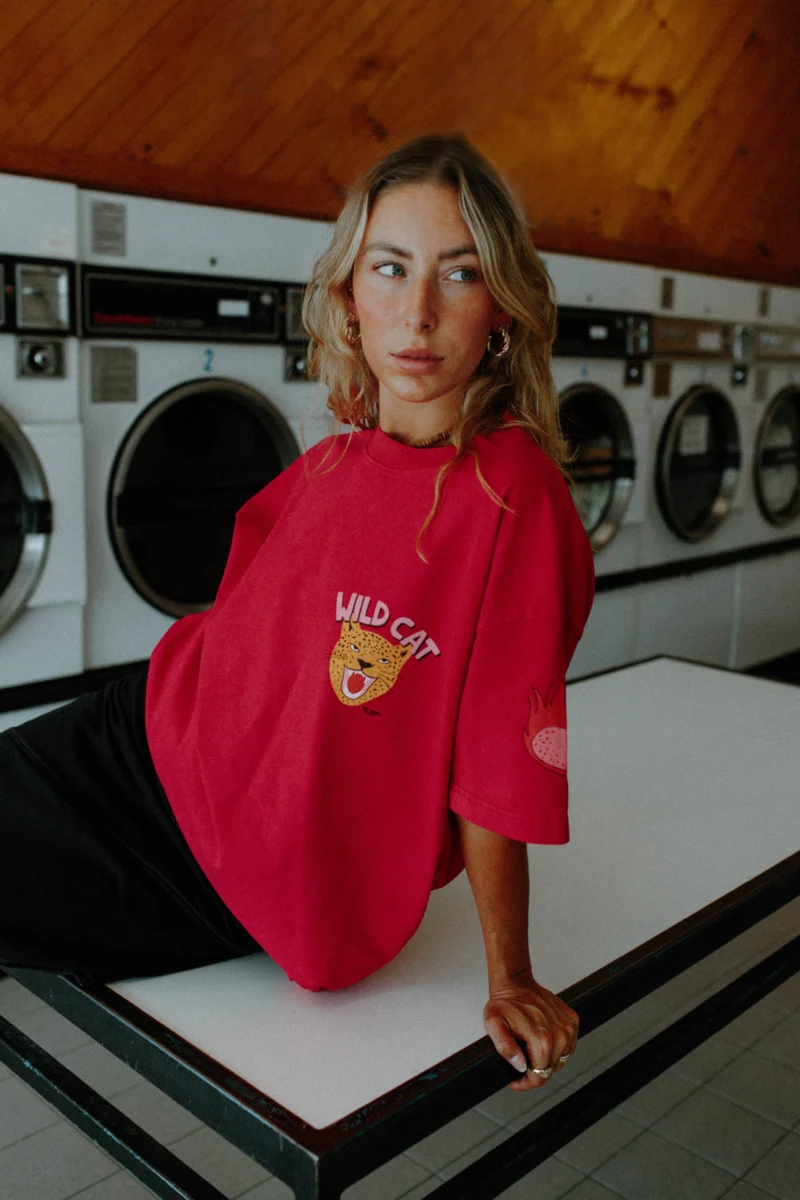 wild cat acid wash tee