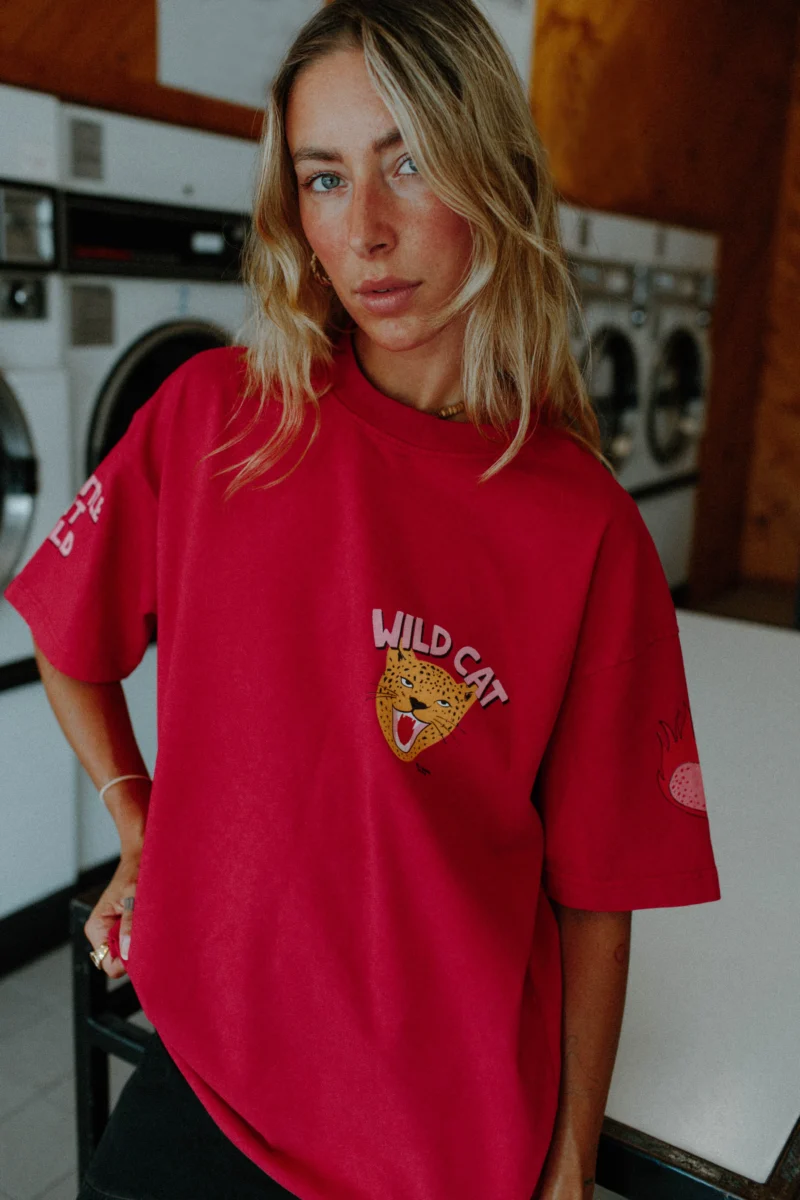 wild cat acid wash tee