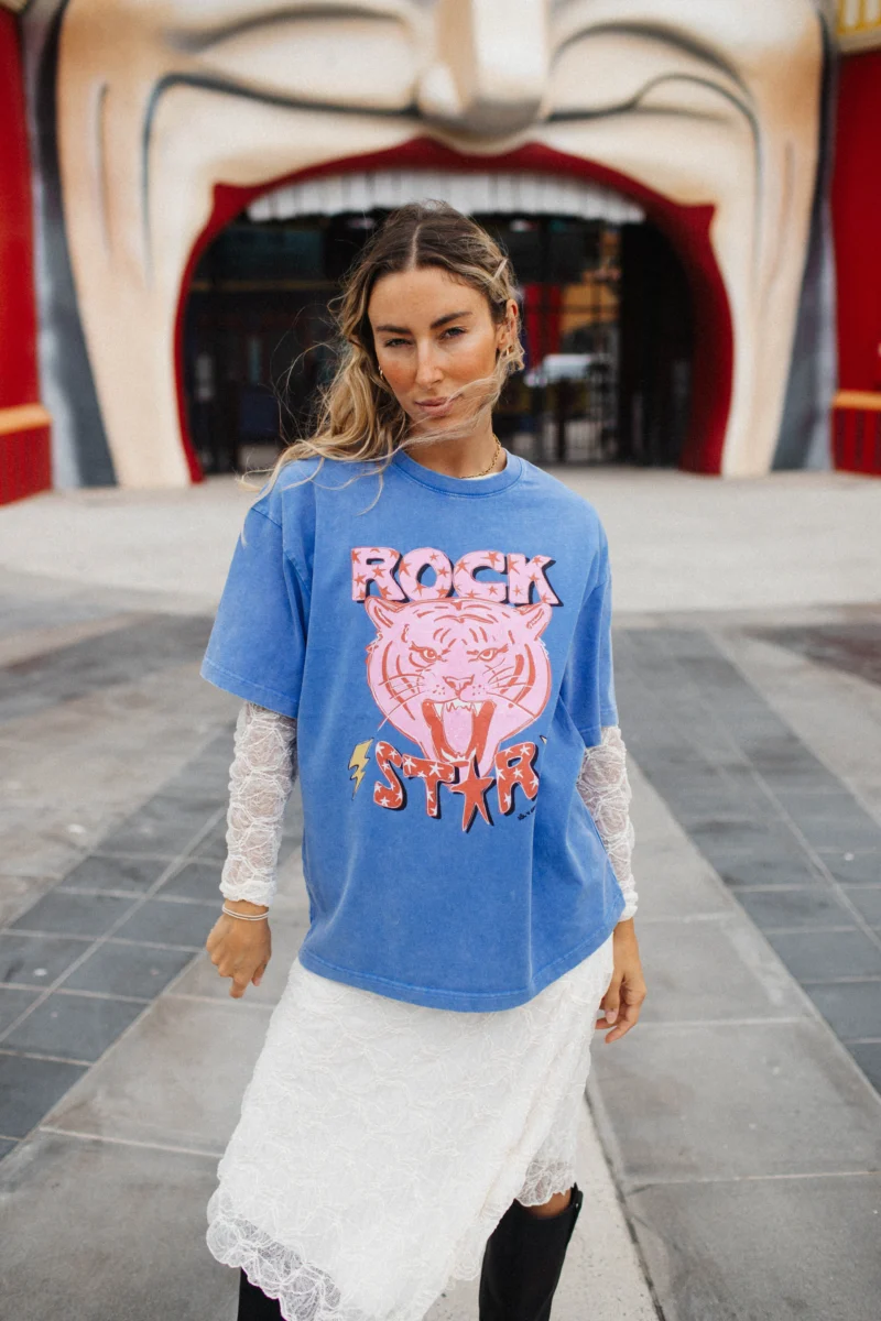 rock star acid wash tee