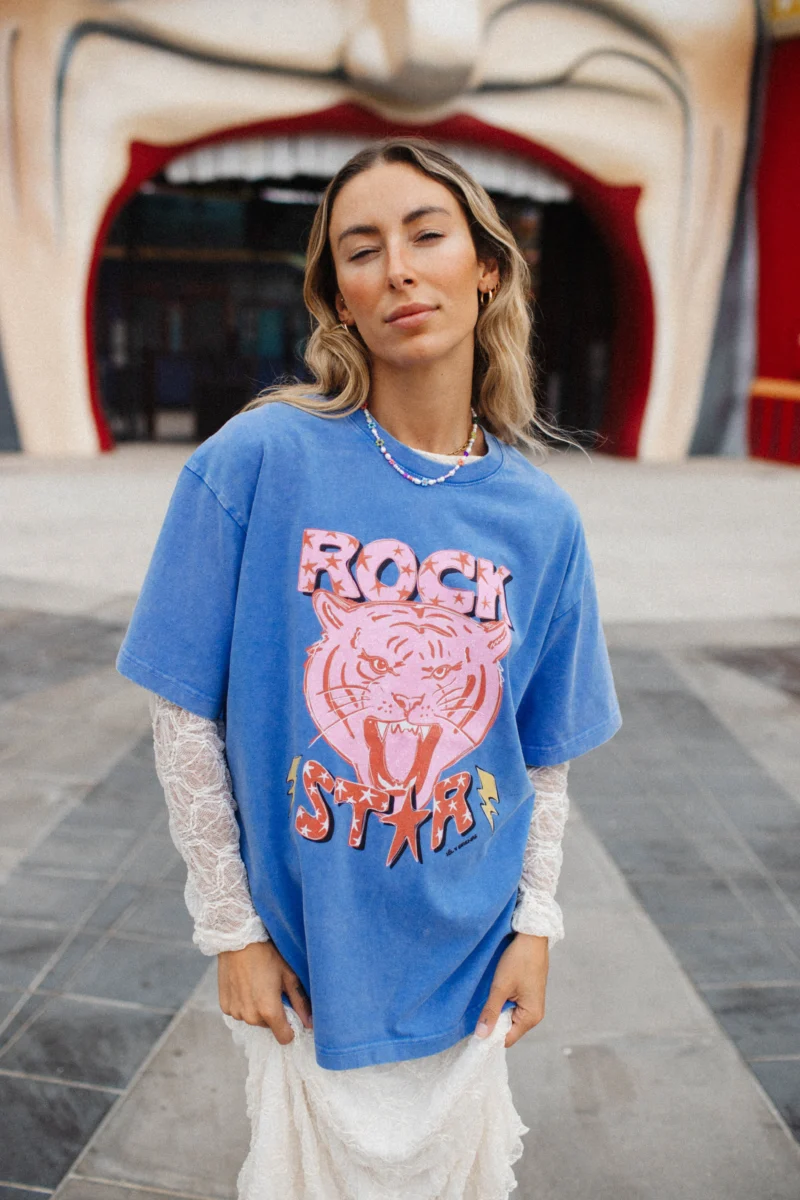 rock star acid wash tee