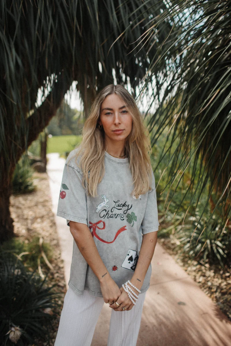 lucky charms acid wash tee grey