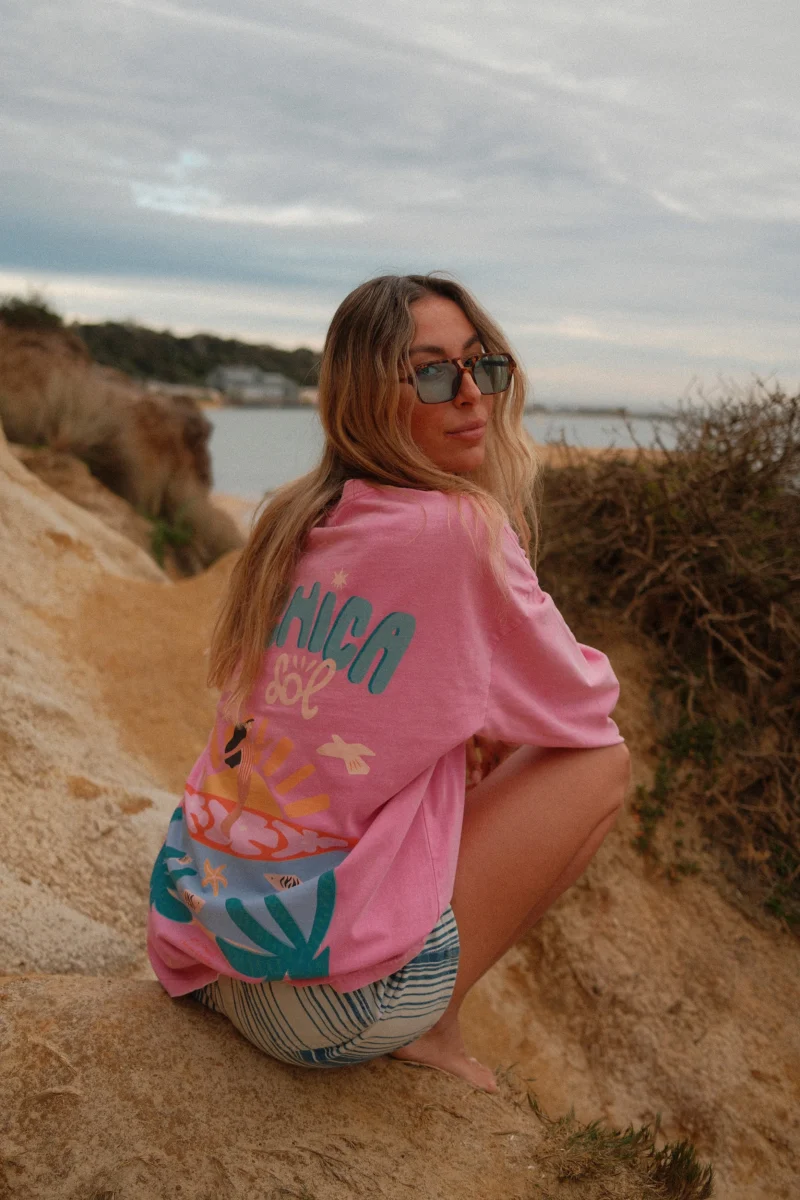 la chica del sol acid wash longsleeve (candy pink)