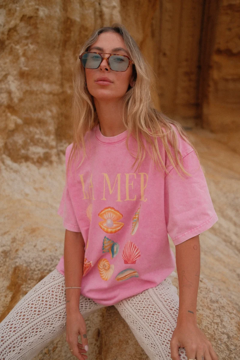 la mer acid wash tee (candy pink)