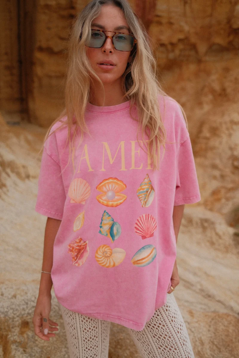 la mer acid wash tee (candy pink)