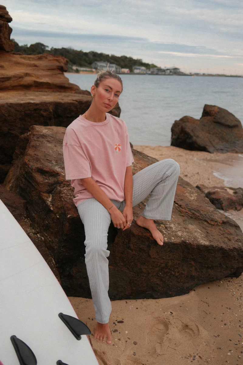 playa todo el dia acid wash tee (blush pink)