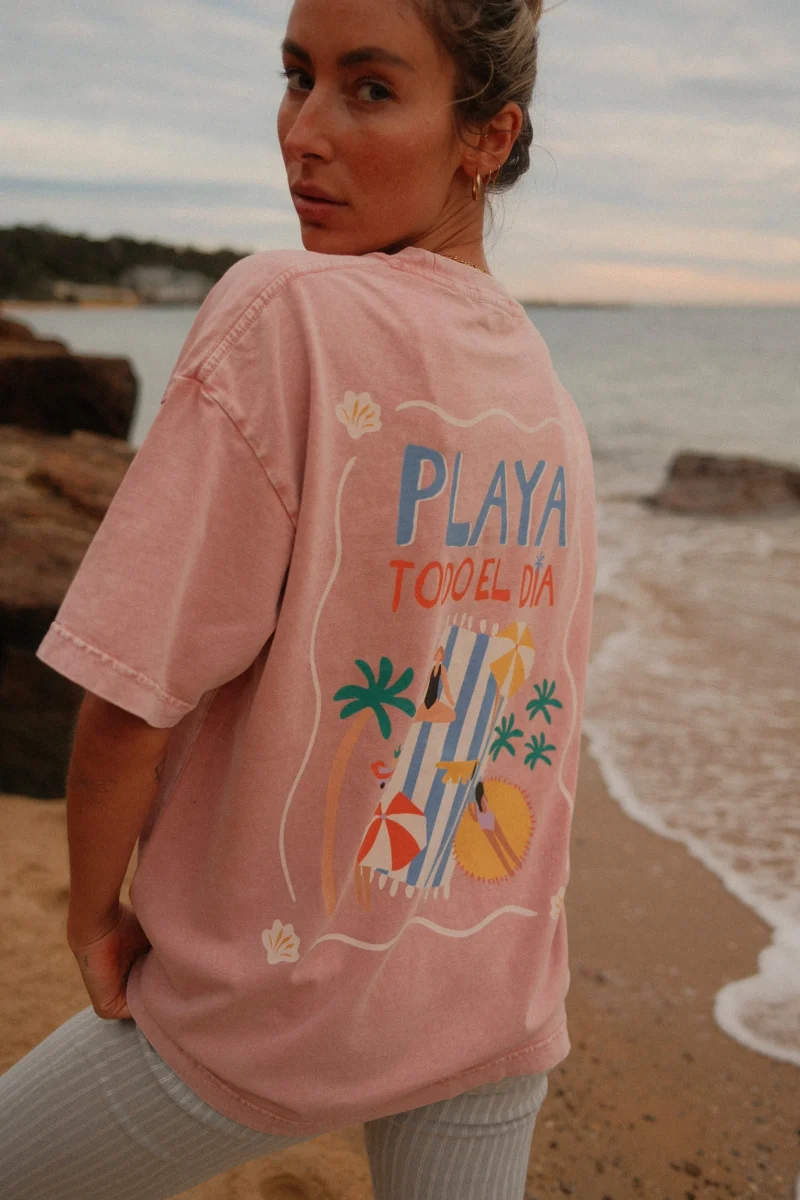 playa todo el dia acid wash tee (blush pink)