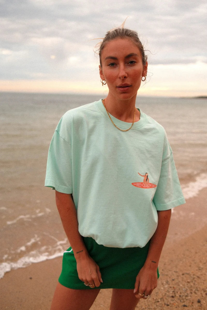 la chica del sol acid wash tee (sea mist)