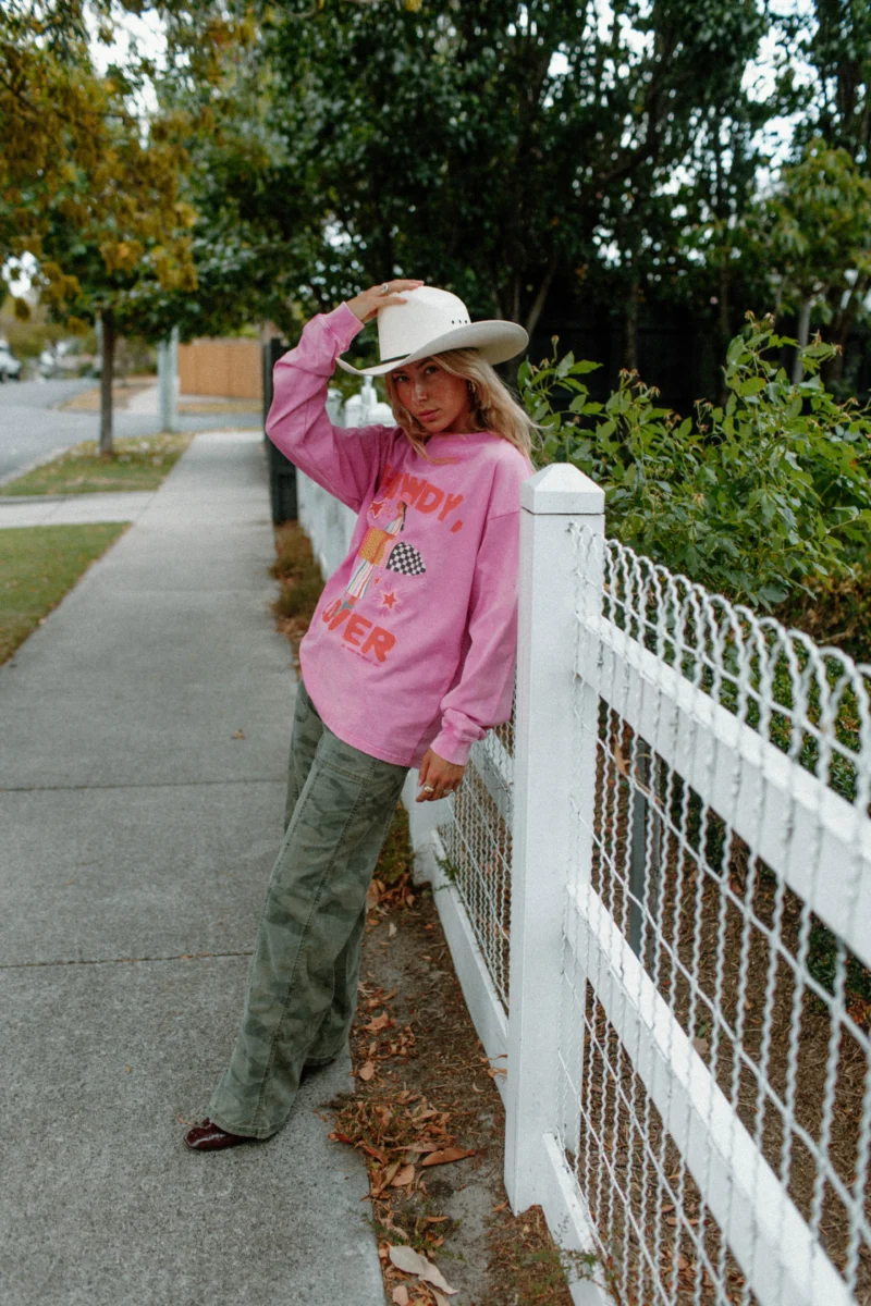 howdy lover acid wash long sleeve (candy pink) eng